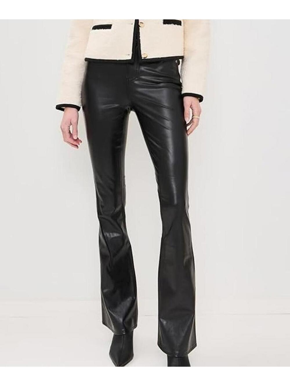 $328 NWT VERONICA BEARD Beverly High Rise Black Faux Leather Flare Pants Size 28